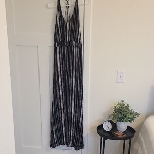Black and White Striped Maxi Dress